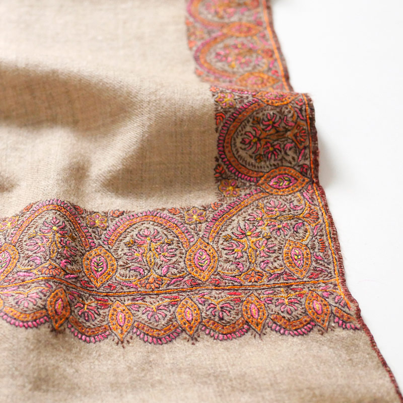 カシミール刺繍（ソズニ刺繍） パシュミナショール 200cm×99cm