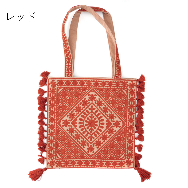 アリ刺繍タッセルトートバッグ｜マライカ公式通販