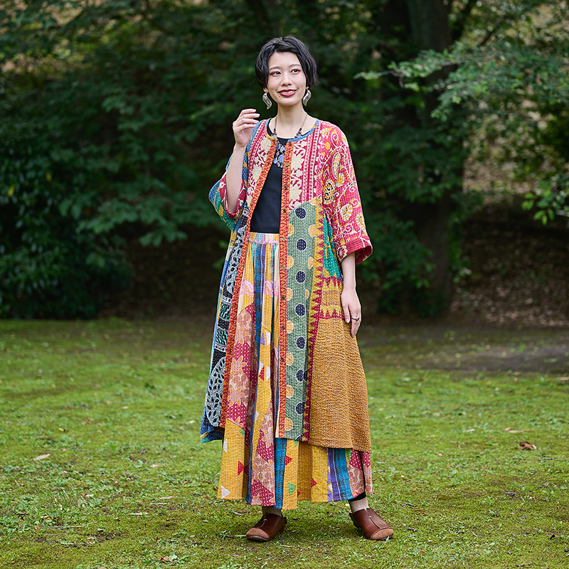 薄手コットングドゥリーロングコート ｜マライカ公式通販