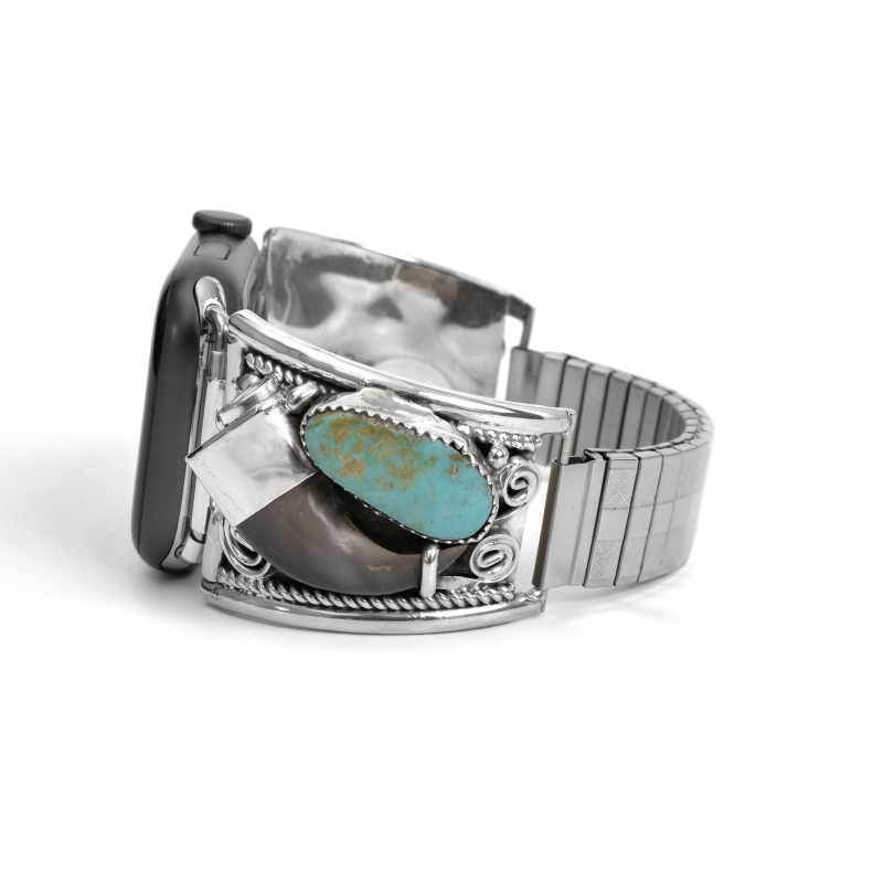 ナバホ族Mike Thomas Jr. ベアクローアップルウォッチバンドL