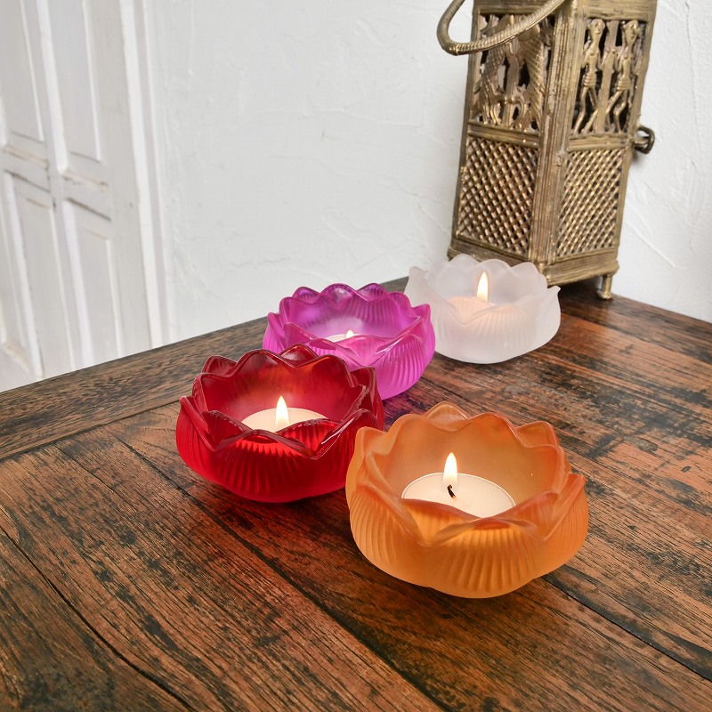 ガラスロータスキャンドルホルダー｜マライカ公式通販