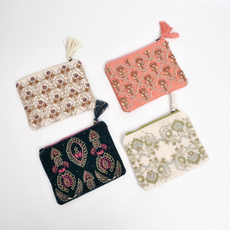 ビーズ刺繍ミニポーチ 別珍【メール便可】｜マライカ公式通販