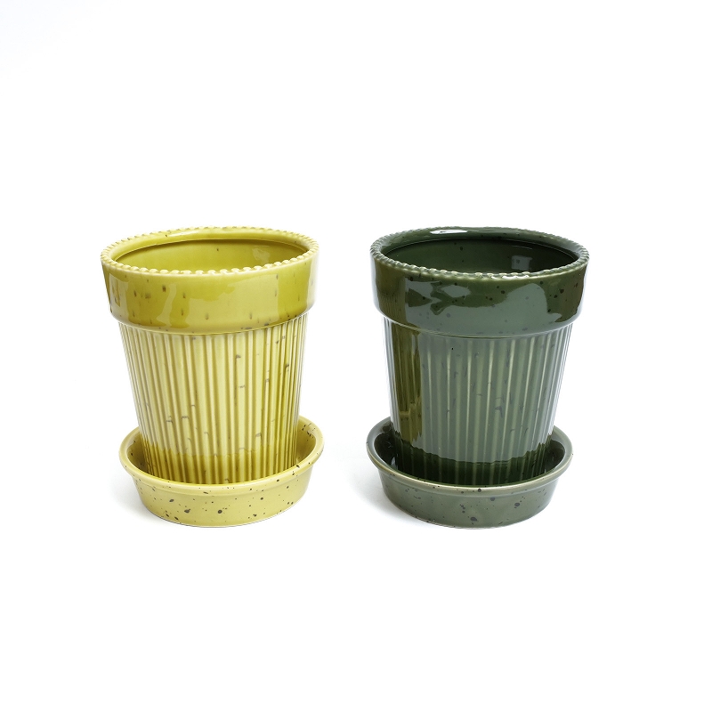 セラミックプランター S 緑と黄色 植木鉢｜マライカ公式通販