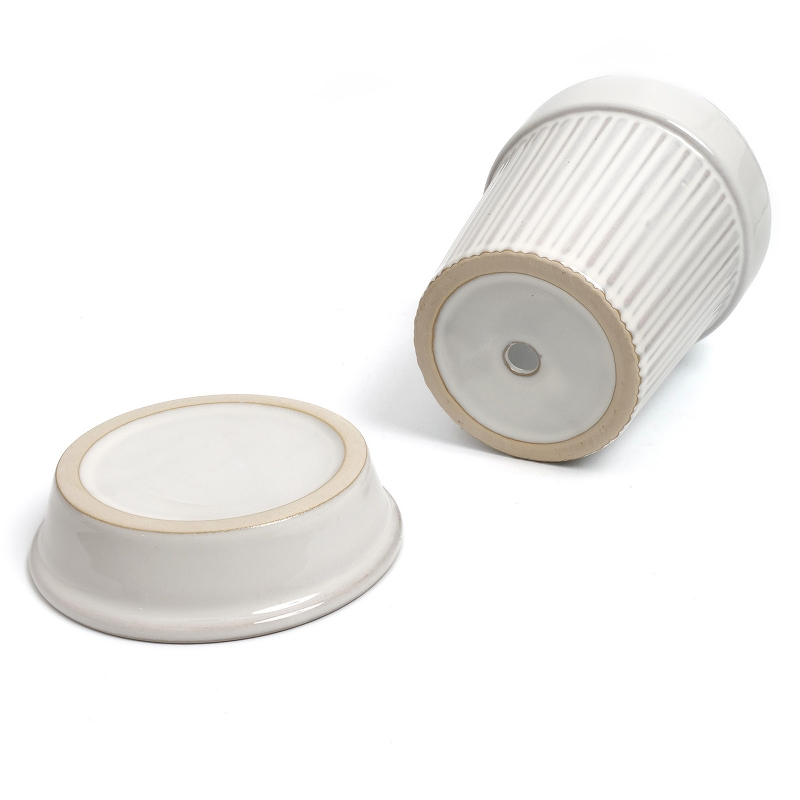 セラミックプランター L 白と黒 植木鉢｜マライカ公式通販