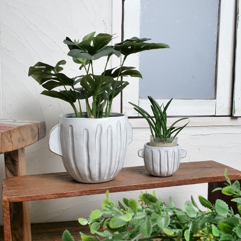 取っ手付きセラミックプランター L 植木鉢｜マライカ公式通販