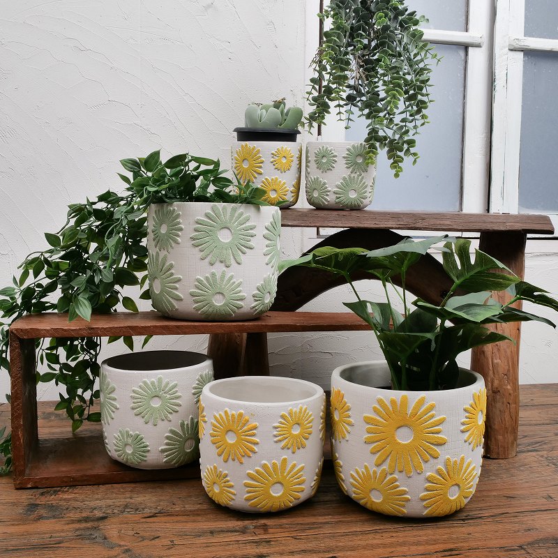 セメントプランター フラワー 植木鉢L｜マライカ公式通販