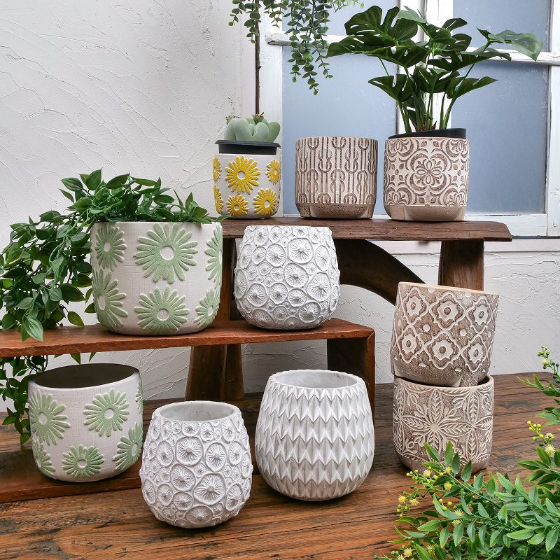 セメントプランター フラワー 植木鉢L｜マライカ公式通販