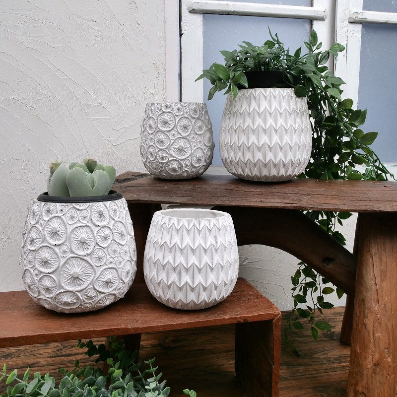 セメントプランター 幾何学模様 植木鉢 S｜マライカ公式通販