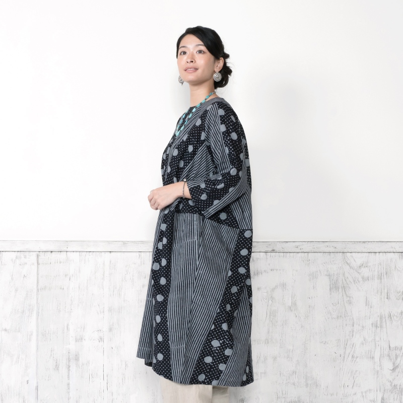 【新品】スマッシュレモン☆ドット×ストライプ Aラインワンピース 海外インポート SMASHED LEMON/スマッシュ・レモン]大柄マルチフラワー