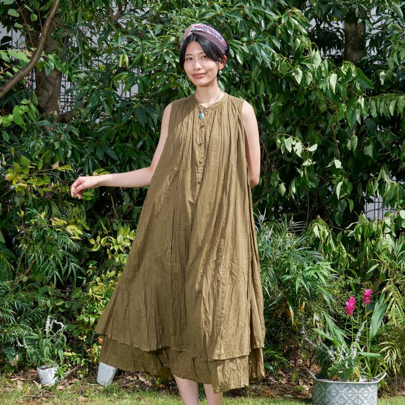 コットンレイヤーノースリーブワンピース 123cm｜マライカ公式通販