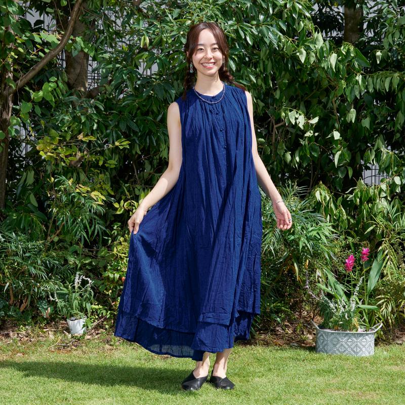 コットンレイヤーノースリーブワンピース 123cm｜マライカ公式通販