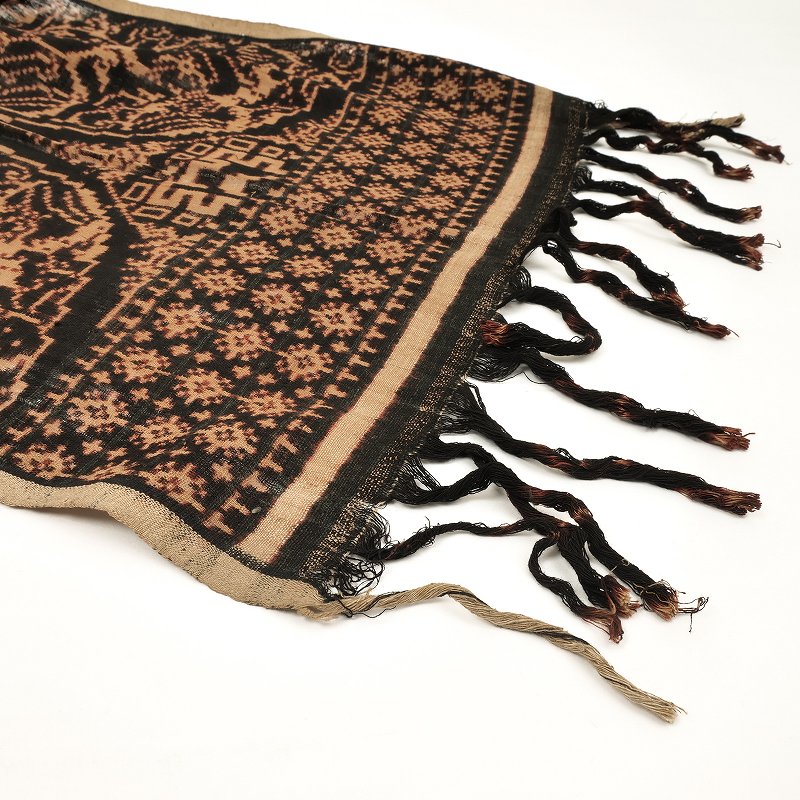 アンティーク 手染手織布 ダブルイカット バリ島グリンシン 無病息災歯のモチーフ ルーベンモチーフのグリンシン(gr0010) バリ島で織られた