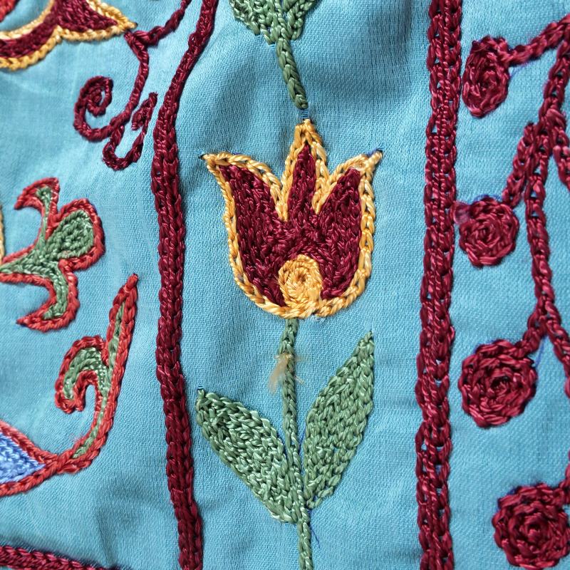  ペキスタン スザニ 手刺繍 総刺繍ロングコート ☆Holiday vintage look☆ ウズベキスタンのスザニ刺繍コートを主役に