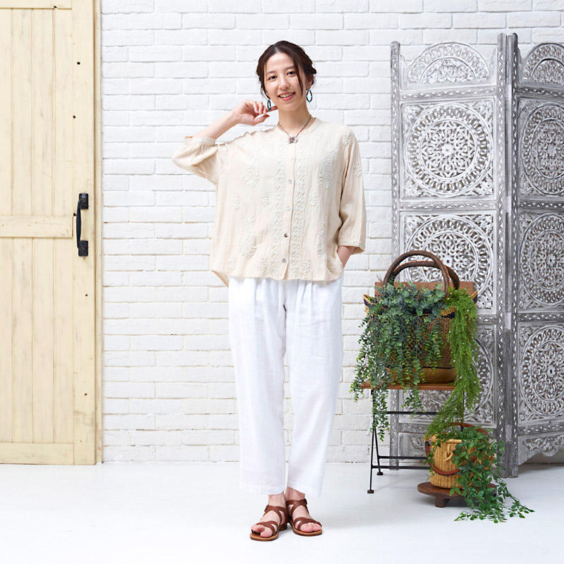 MALAIKA - ☆新品未使用☆MALAIKA マライカ トップス ラクノウ刺繍☆ フラックス混ラクノウ刺繍ロングブラウス N｜マライカ公式通販