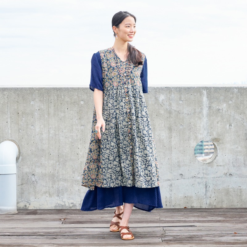 シルクグドゥリー前開きワンピース｜マライカ公式通販 MALAIKA ロング