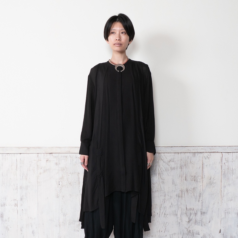 レーヨンパッチワークストリングアレンジ前あきワンピース｜マライカ