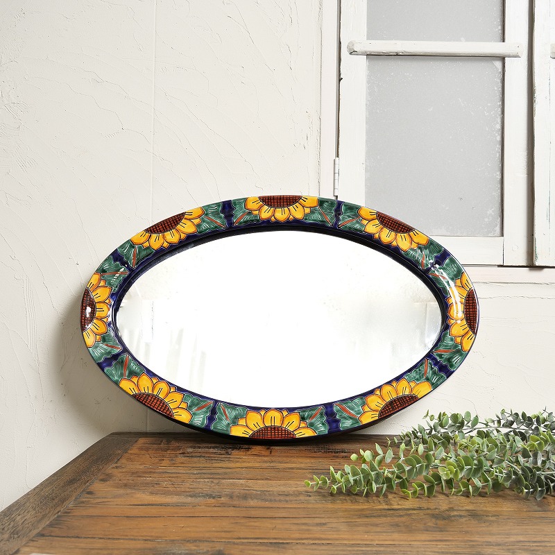 グアナファト陶器楕円ミラー【送料1000円込】｜マライカ公式通販