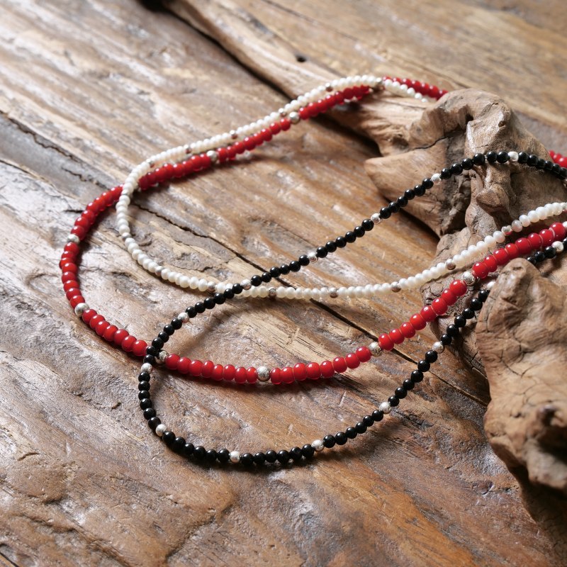 45cm ナバホ族 Reva Goodluck ブラックオニキス ネックレス｜マライカ