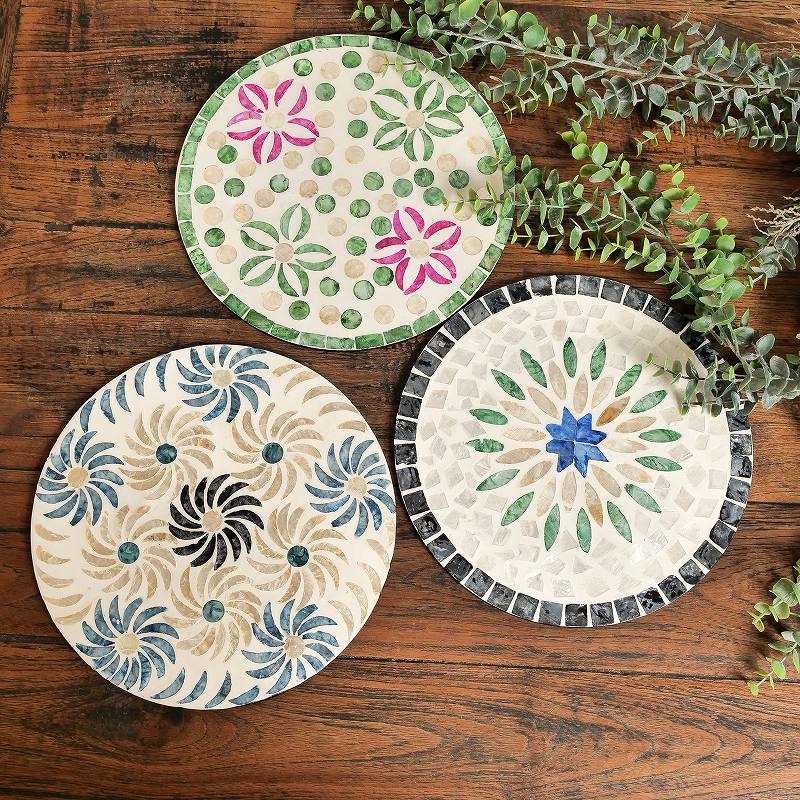 シェルモザイクプレイスマット ラウンド型｜マライカ公式通販