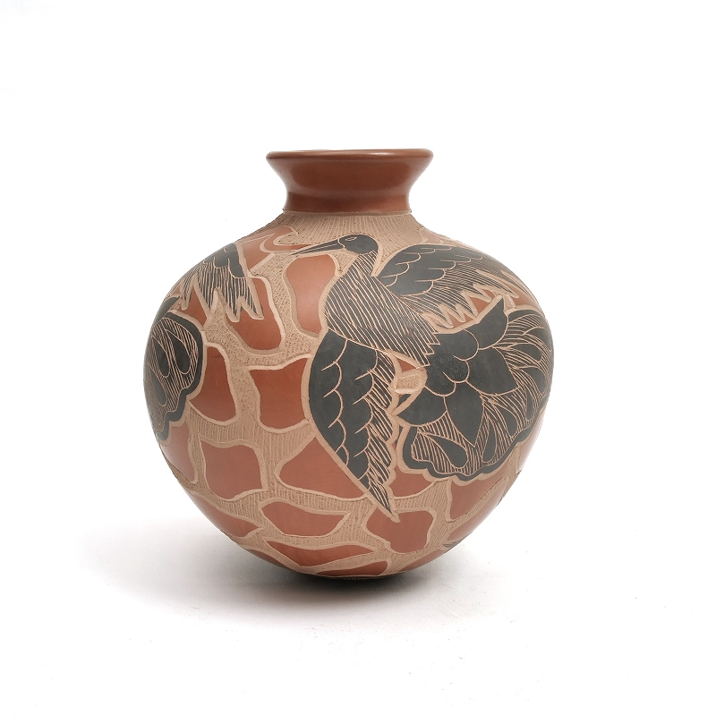 マタ・オルティス陶器 by Lupe Soto 黒い鳥壺｜マライカ公式通販