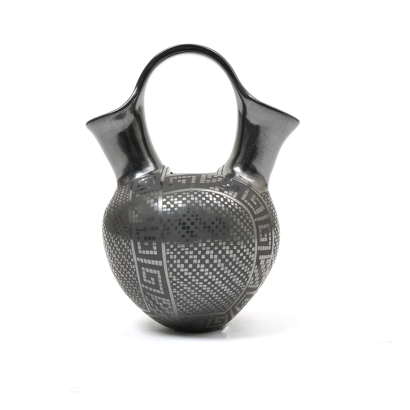 マタ・オルティス陶器 by Lidia Ponce ウェディングべース 黒壺取っ手