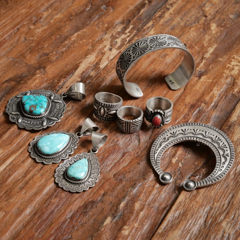 NAVAJO ハーンスミス HS刻印 ターコイズスタンプワークシルバーリング