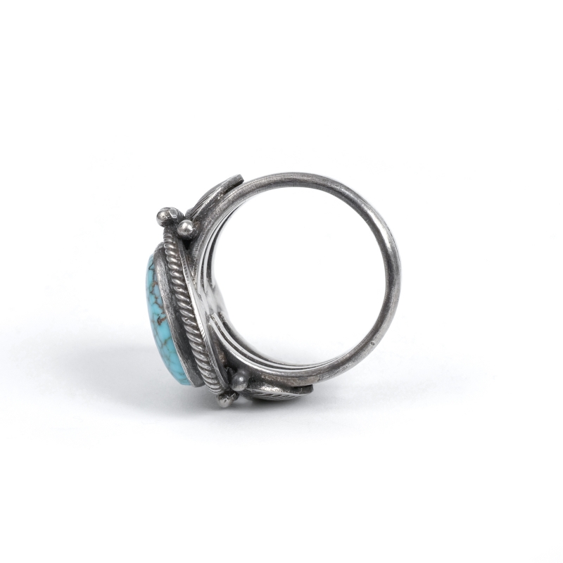 最終 スティーブアルビソ リング 14号 ナンバーエイトターコイズ ナバホ族 POWWOW JAPAN | Steve Arviso Jewelry ナバホ族【スティーブ
