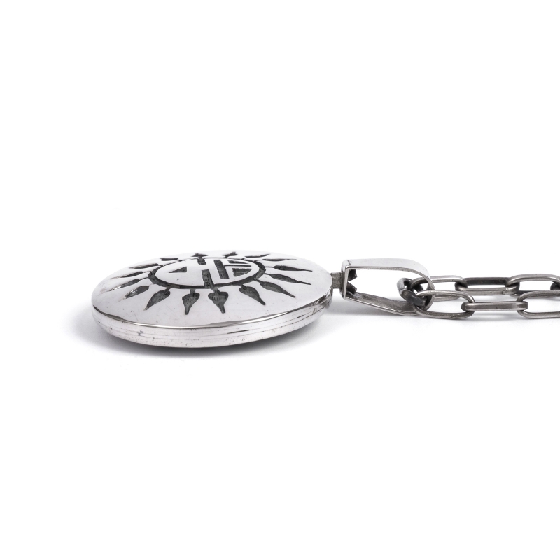 ホピ族 アーロンホナニー オーバーレイ 両面ネックレス サンフェイス