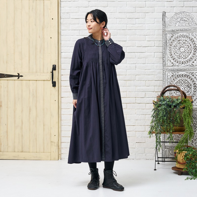 ターコイズ フラメンコワンピース コットンハンドタックワンピース N｜マライカ公式通販