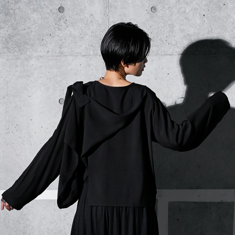 レーヨンラインプリントアシンメトリープルオーバー 【メール便可