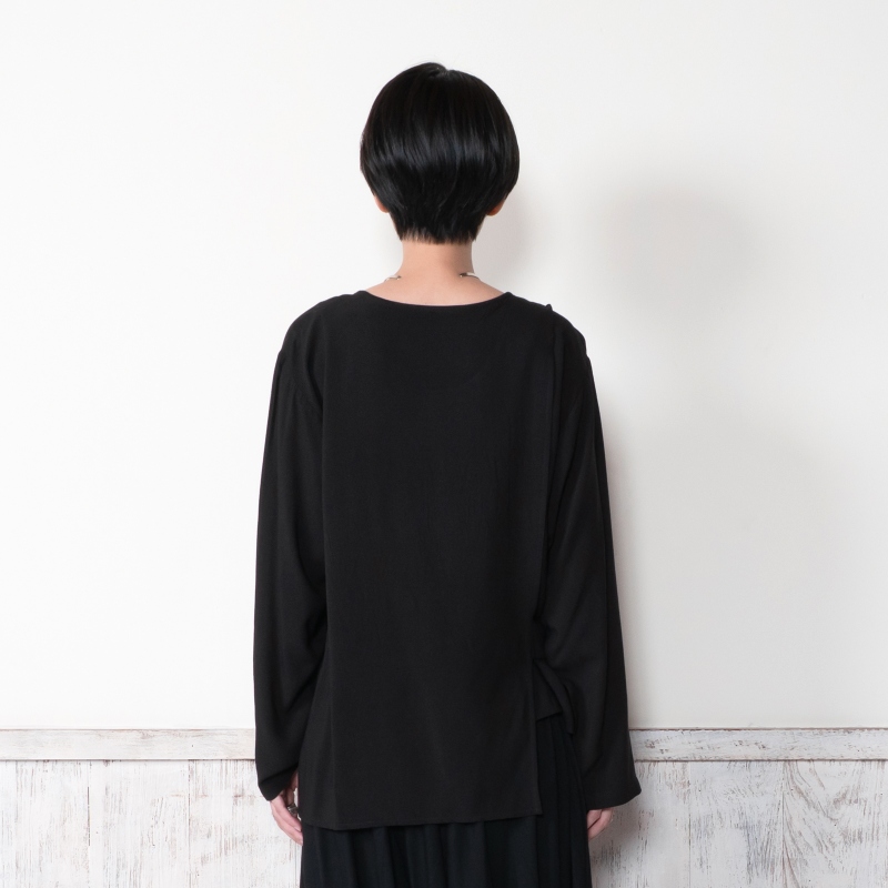 レーヨンラインプリントアシンメトリープルオーバー 【メール便可