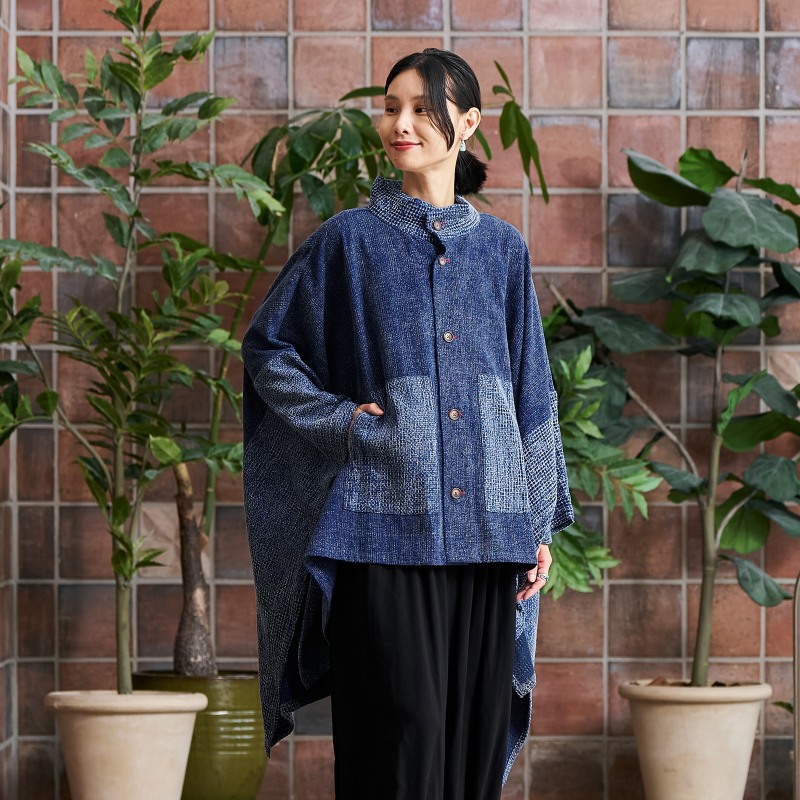 藍染コンビポンチョジャケット｜マライカ公式通販