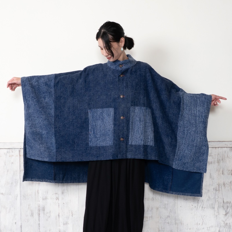 藍染コンビポンチョジャケット｜マライカ公式通販