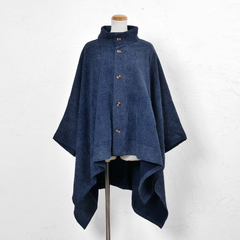 マライカ藍染ポンチョ 藍染コンビポンチョ｜マライカ公式通販