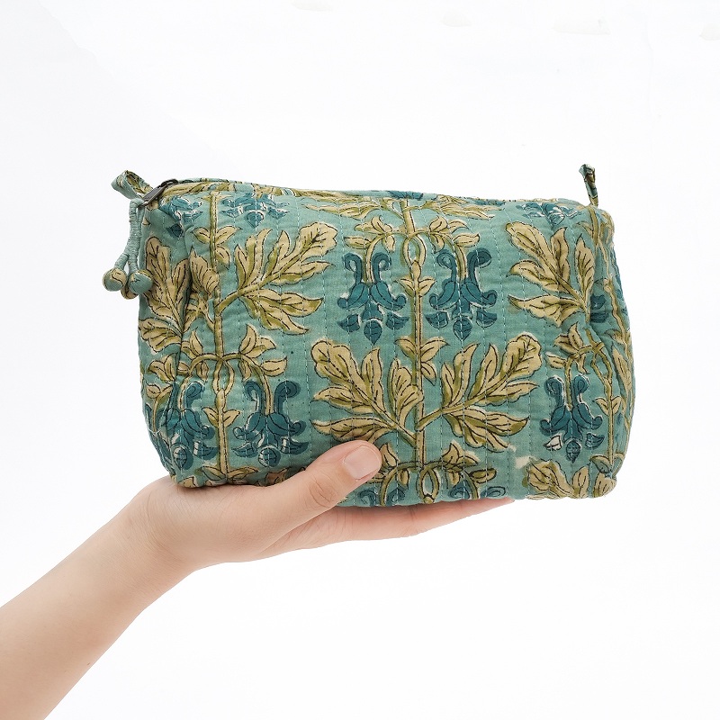 30%OFF ブロックプリントキルティングポーチM 【メール便可