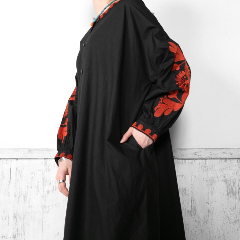 45R フラワー 刺繍 2wayヒッコリー ストライプ ロング ワンピース ストライプフラワーワンピース | ロングワンピース | NOELA OFFICIAL