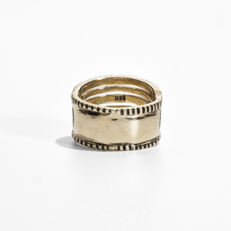 23号相当 アーニーリスター 総14金 スタンプワーク リング｜マライカ