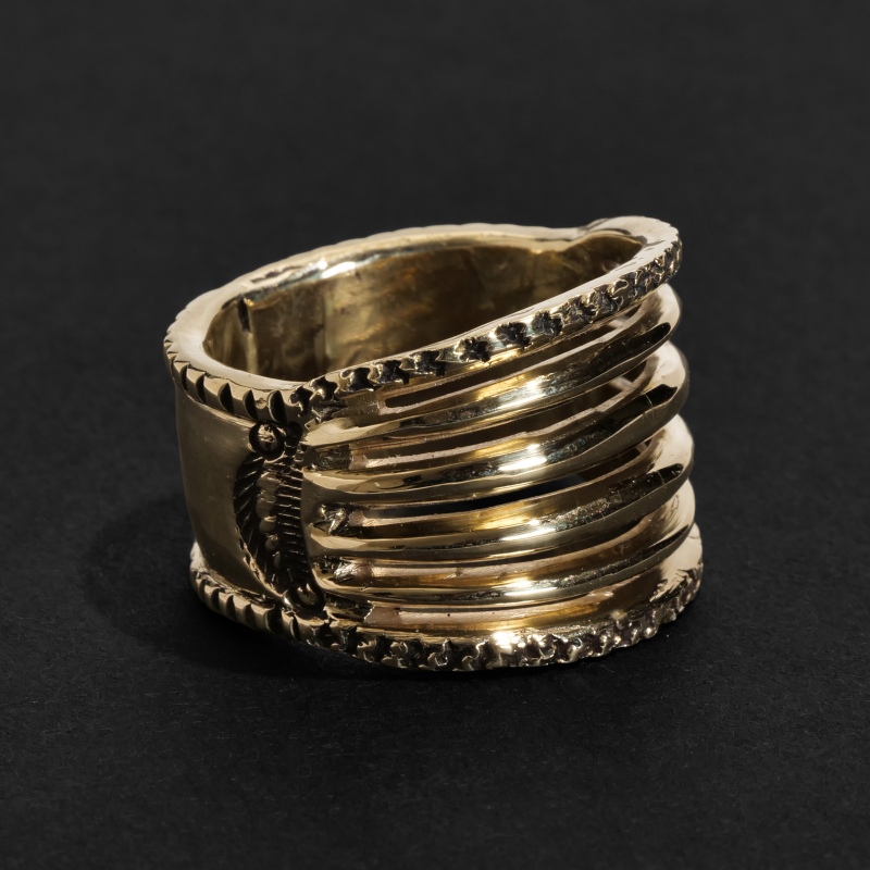 23号相当 アーニーリスター 総14金 スタンプワーク リング｜マライカ