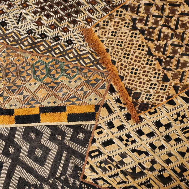 NEW アフリカ民族布 クバ王国のラフィア布