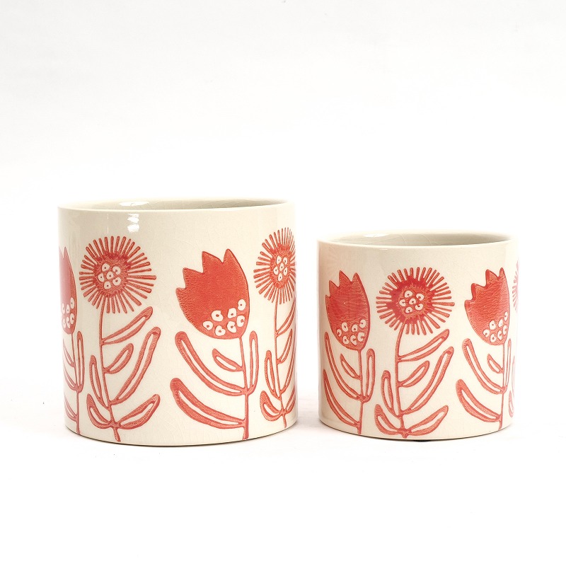 フラワースタンプセラミックプランター 植木鉢 4.5号鉢｜マライカ公式通販