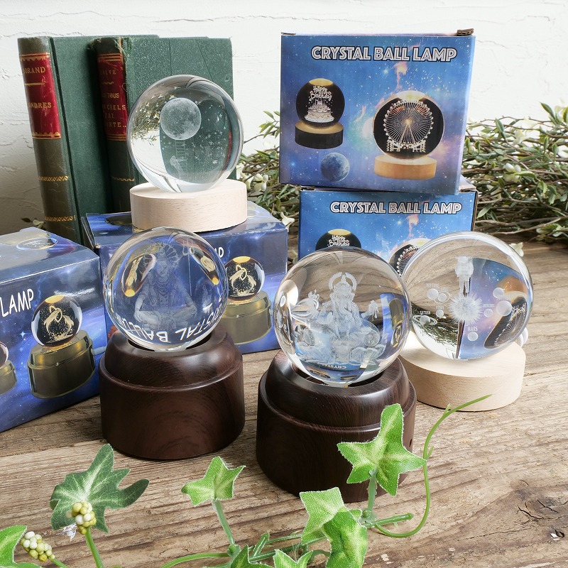 3Dクリスタルボール ガネーシャ 回転式｜マライカ公式通販