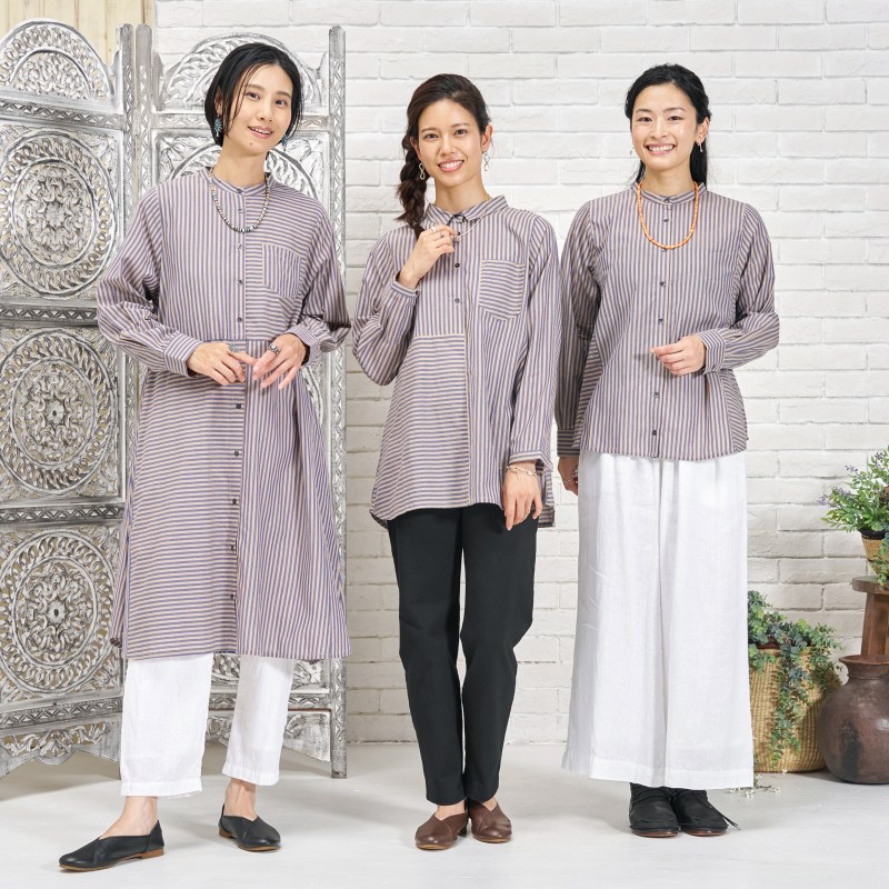 ストライプ切り替えブラウス 【メール便可】｜マライカ公式通販