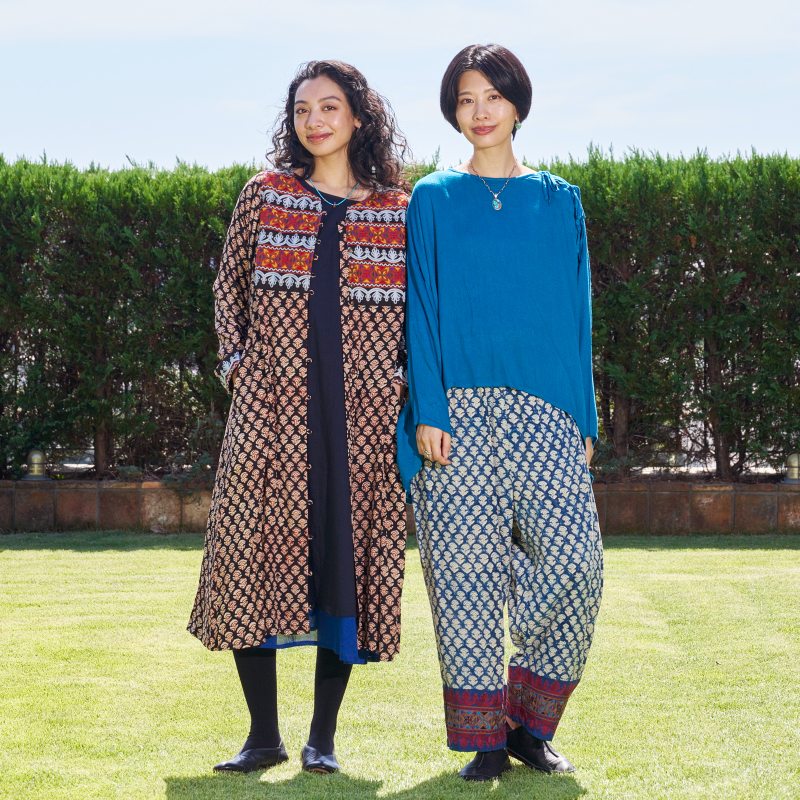 アフガン風刺繍+プリント前あきワンピース｜マライカ公式通販