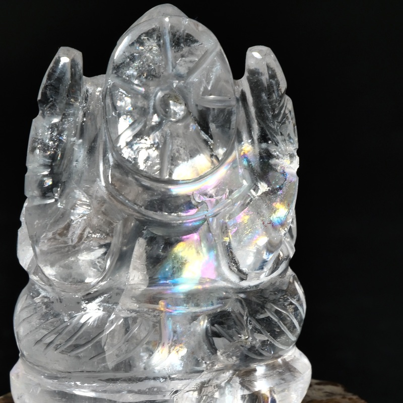 ガネーシャ　ヒマラヤ水晶 72g 虹 インド産 ヒマラヤ水晶ガネーシャ彫刻（虹入り）｜マライカ公式通販