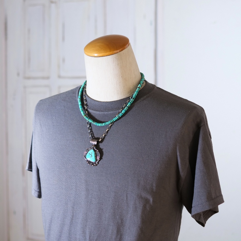 ◇select 51cm ナバホ族 ターコイズ×ナバホパール ネックレス