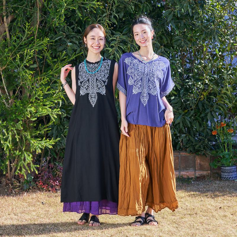 ザリ刺繍ノースリーブワンピース｜マライカ公式通販