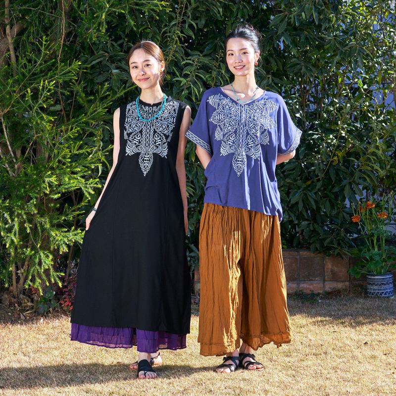 ザリ刺繍ノースリーブワンピース｜マライカ公式通販