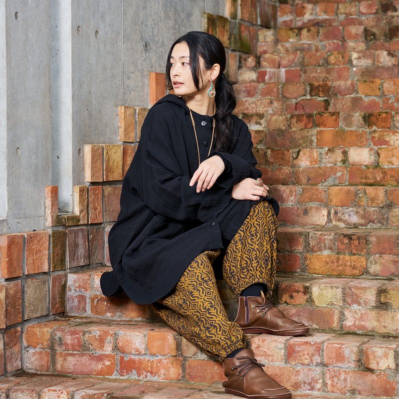予約販売】 コットンブロックプリントサルエルパンツ 10月入荷予定