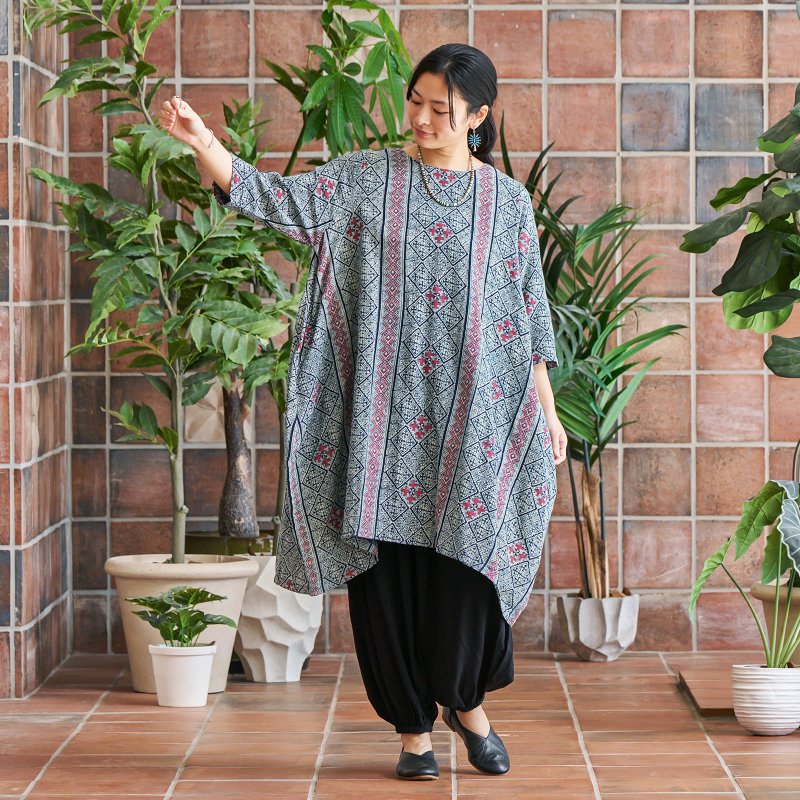 藍染プリントワンピース｜マライカ公式通販