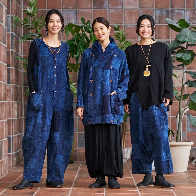 予約販売】 インディゴパッチストーンウォッシュサロペット 12月入荷